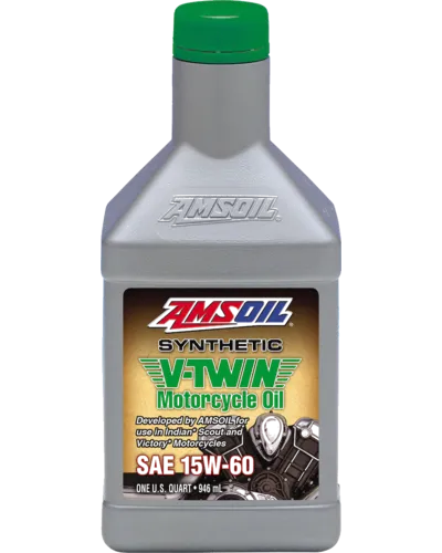 AMSOIL 15W-60 Synthetic V-Twin Motorcycle Oil quart bottle